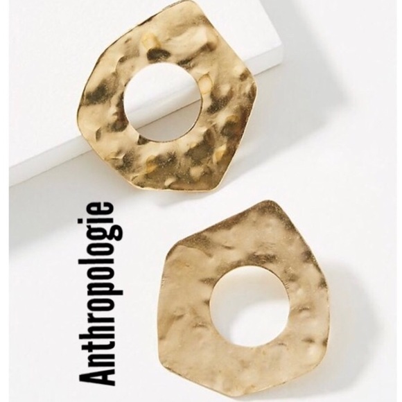 NEW Anthropologie Hammered Washer Post Earrings - Picture 6 of 6